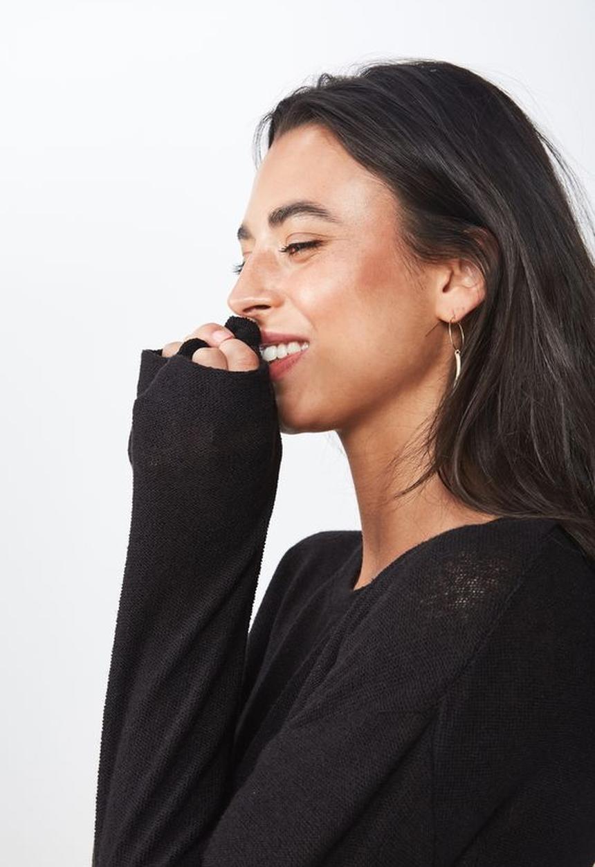 Cotton On - Arna textured boxy long sleeve - black