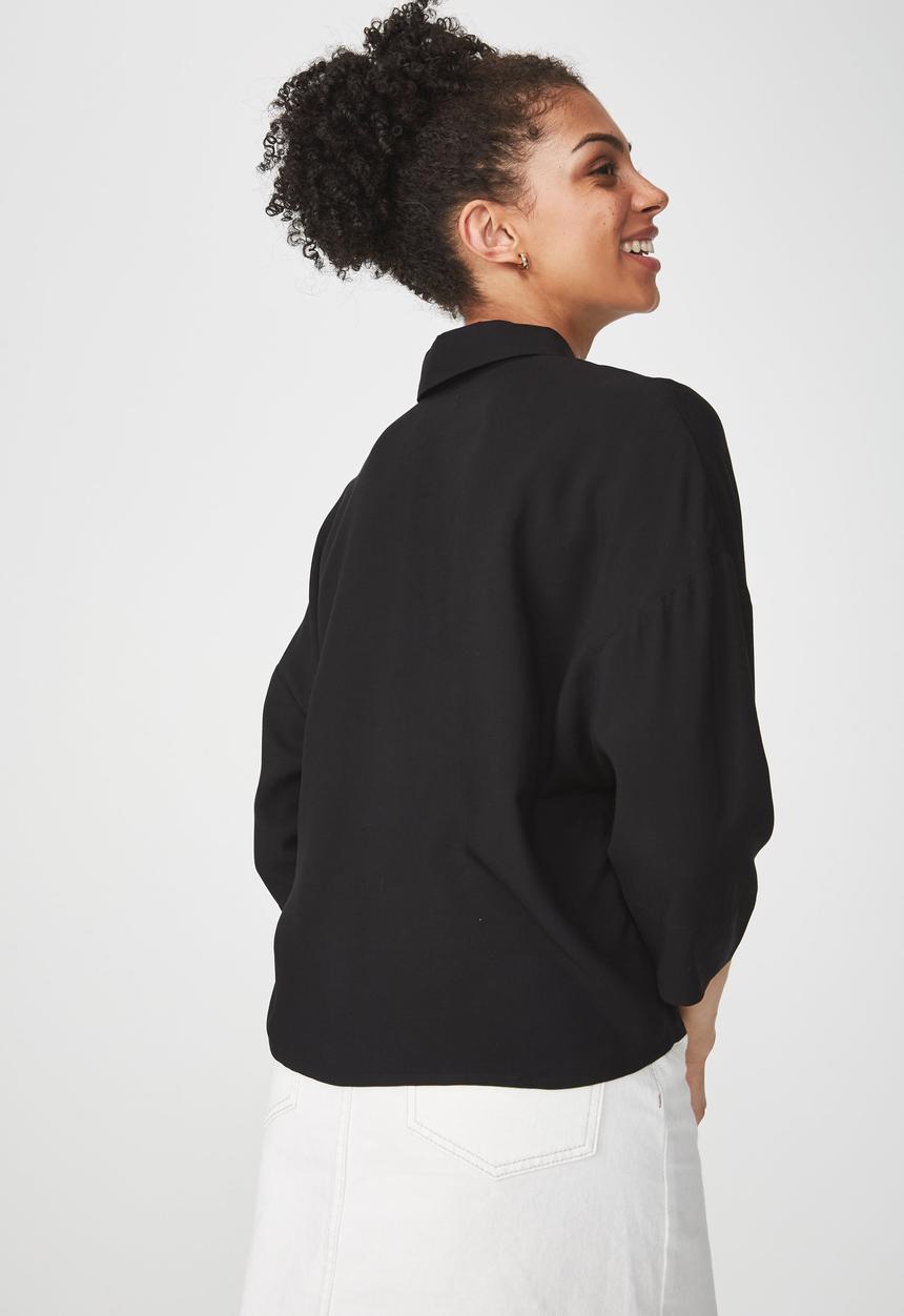 Cotton On - Rebecca chopped shirt - black