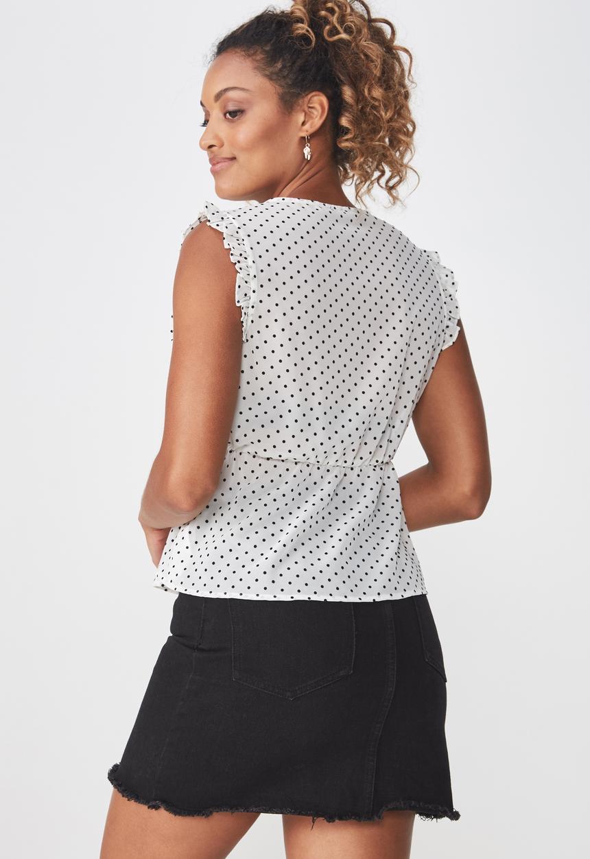 Cotton On - Cindy blouse - white  & black 