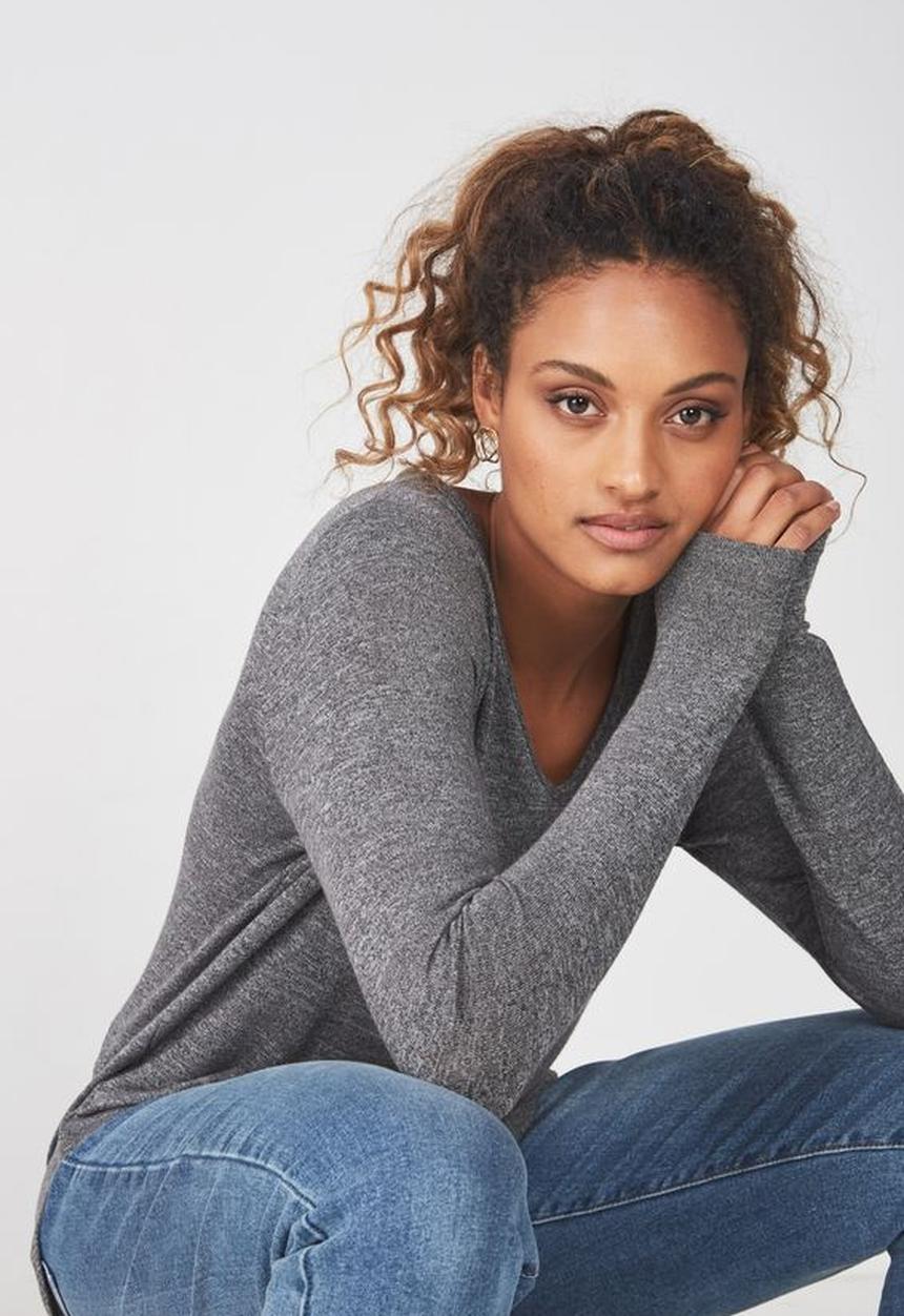 Cotton On - Karly long sleeve top - charcoal