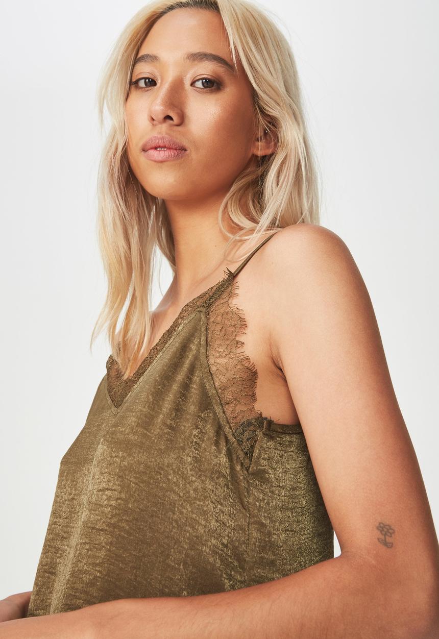 Cotton On - Ariel lace cami - green 