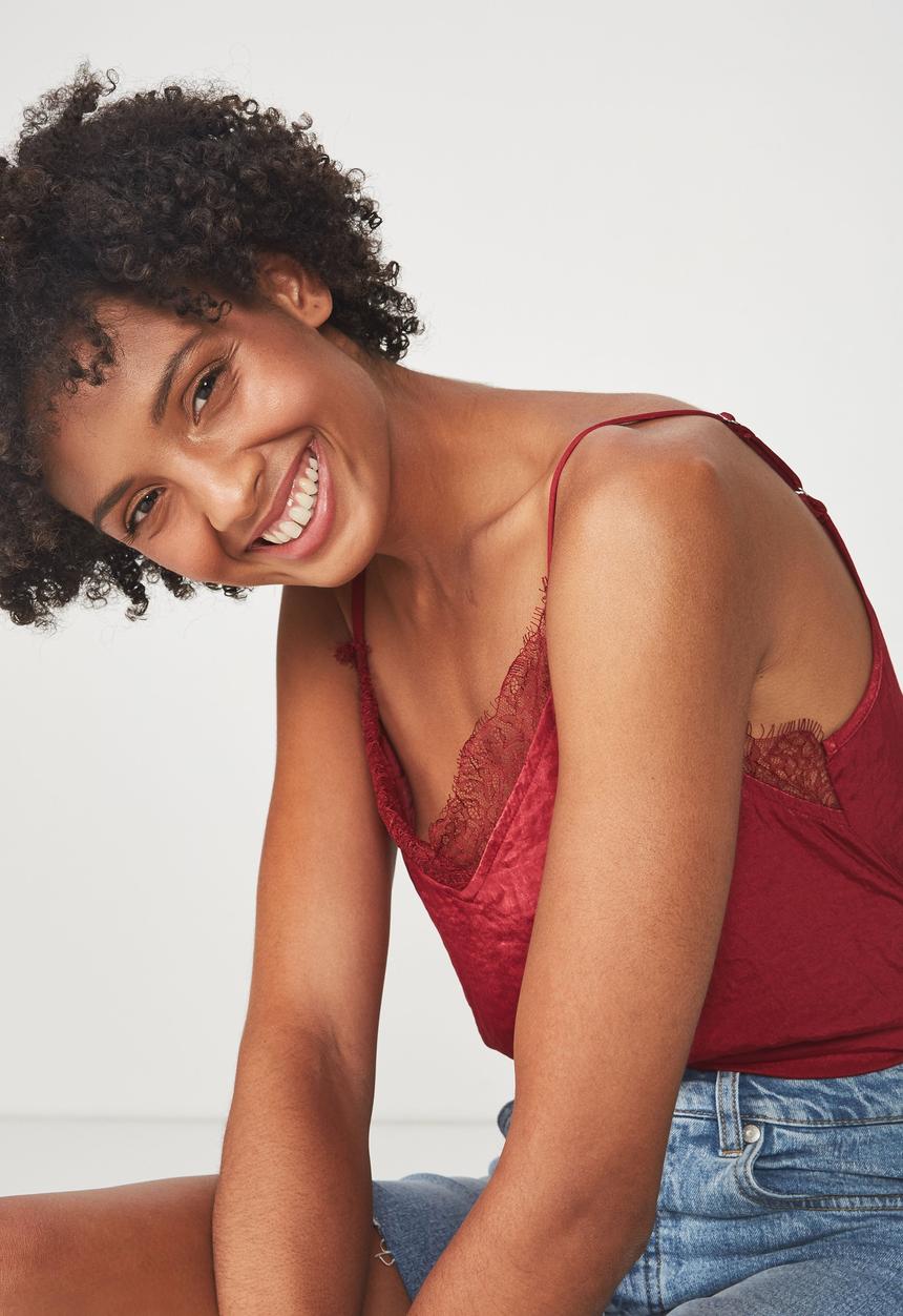 Cotton On - Ariel lace cami - red