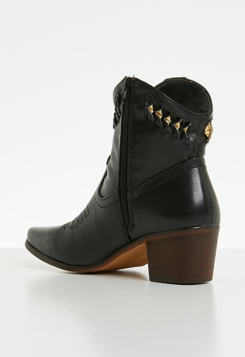Plum - Embroidered ankle boot - black & gold