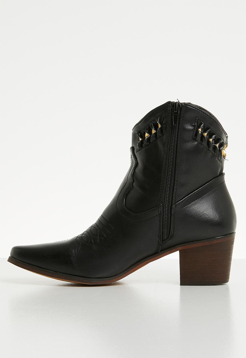 Plum - Embroidered ankle boot - black & gold