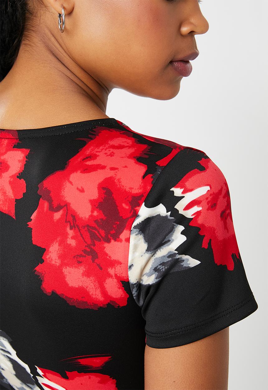 Superbalist - Floral printed wrap bodysuit - black & red floral