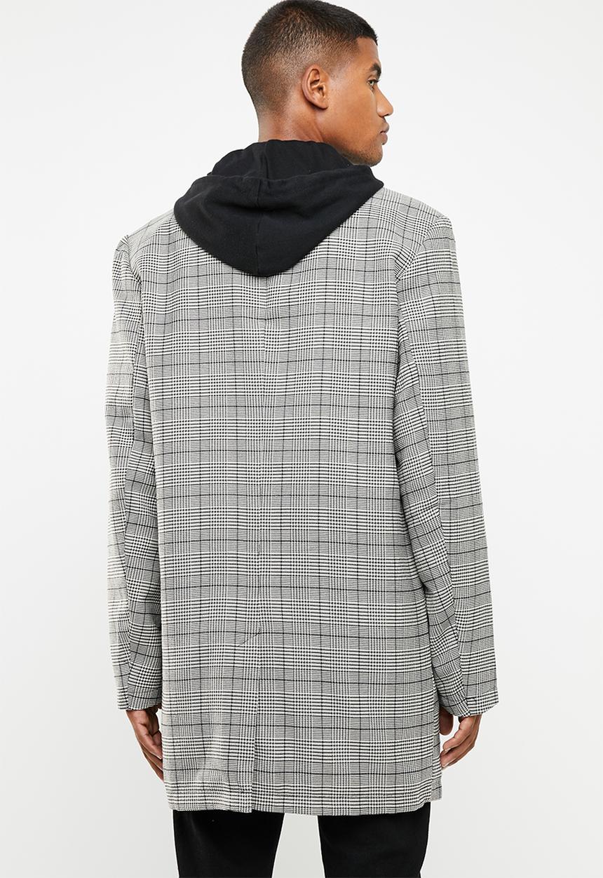 Superbalist - Check overcoat - grey & white