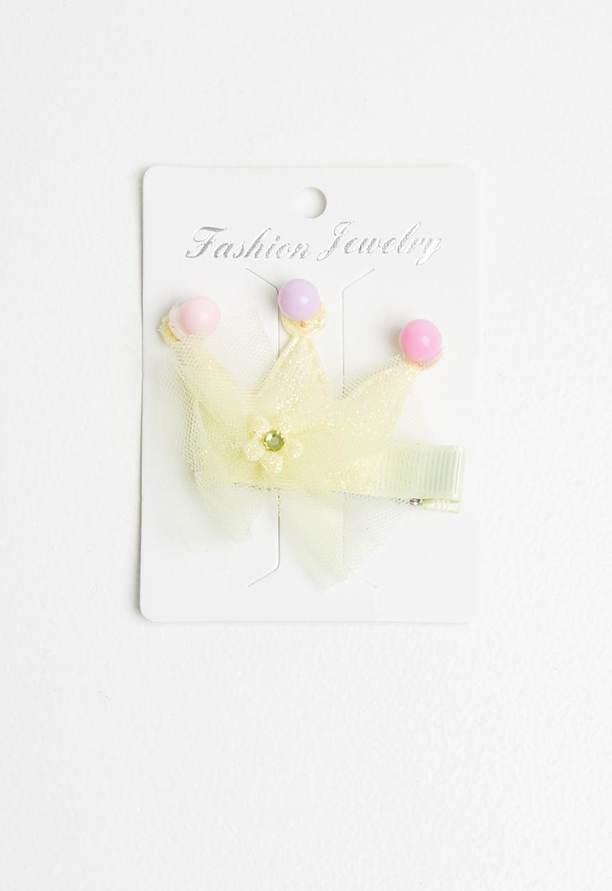 Pop Candy - Crown detailed clips - yellow