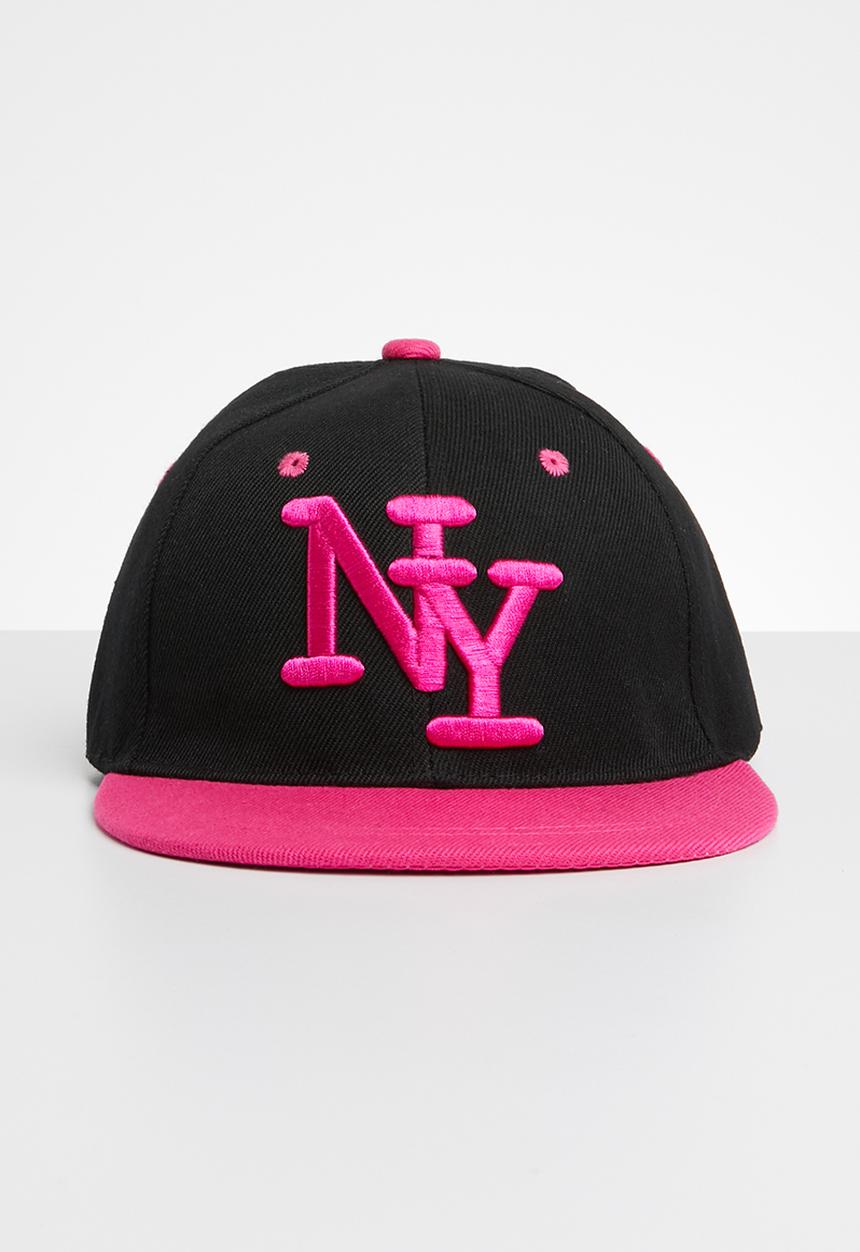 Pop Candy - Embroidered flat brim cap - pink & black