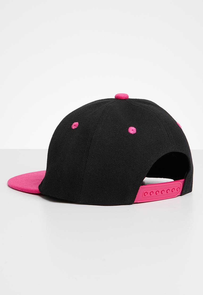 Pop Candy - Embroidered flat brim cap - pink & black