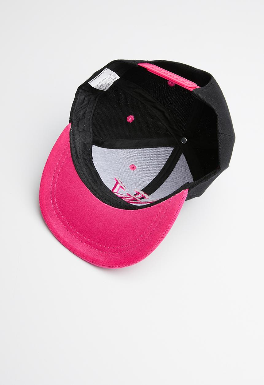 Pop Candy - Embroidered flat brim cap - pink & black