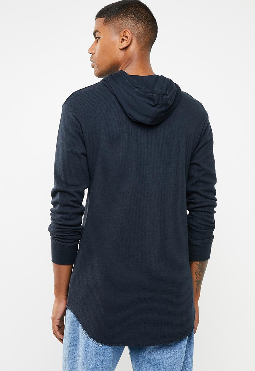 Cotton On - Hooded waffle long sleeve T-shirt - navy