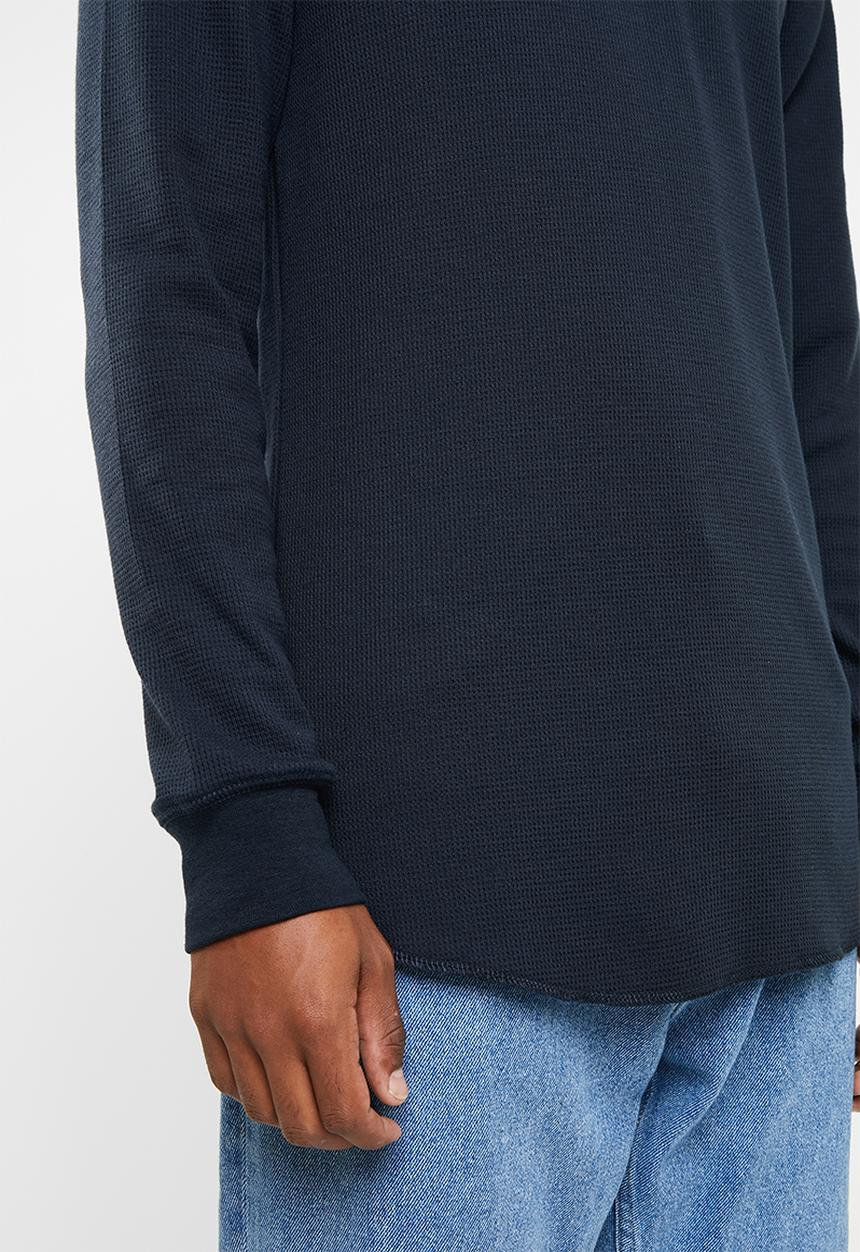 Cotton On - Hooded waffle long sleeve T-shirt - navy