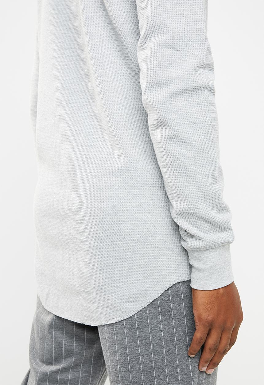 Cotton On - Hooded waffle long sleeve T-shirt - grey