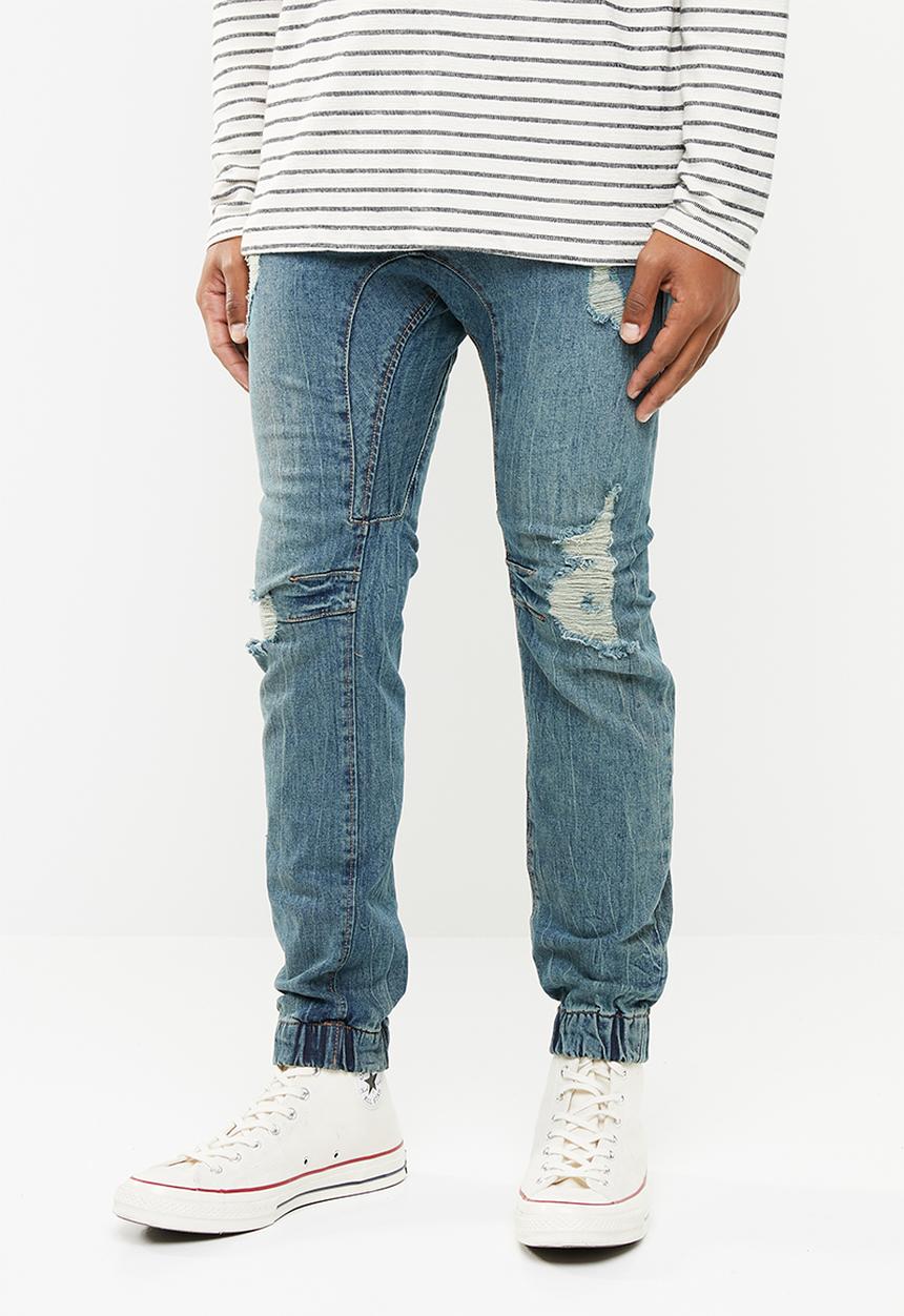 Cotton On - Blow out slim denim jogger - blue