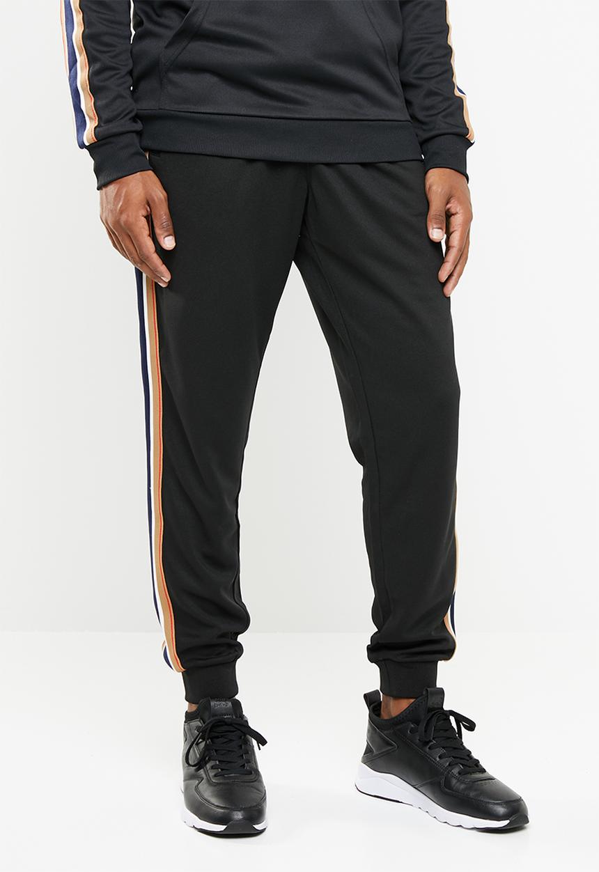 Cotton On - Slim ribbed tape tricot track jogger - black