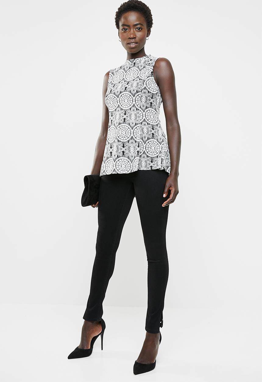Revenge - Kaleidoscope high neck top - black and white