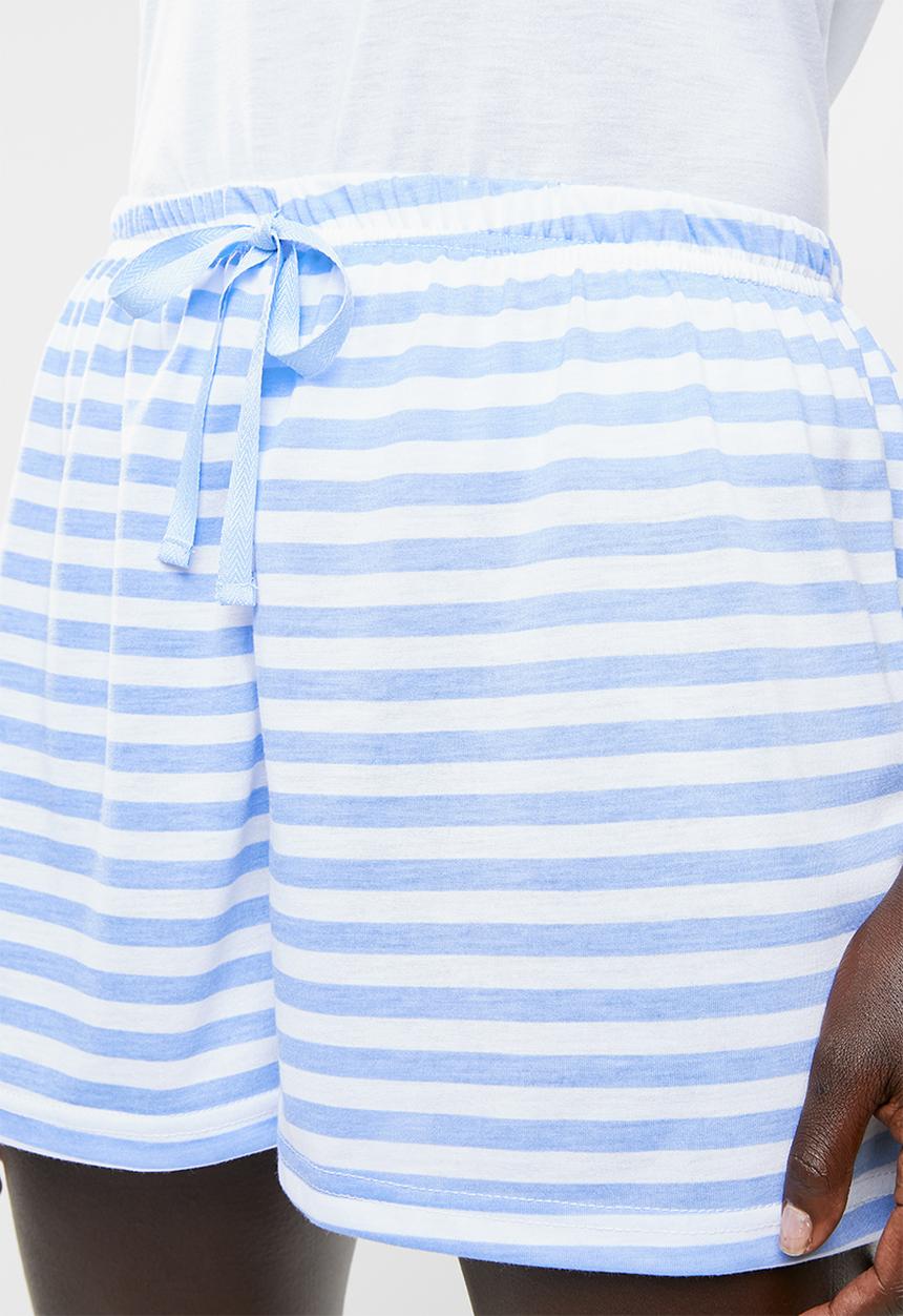 edit - Sleep tee and shorts sleep set - blue and white