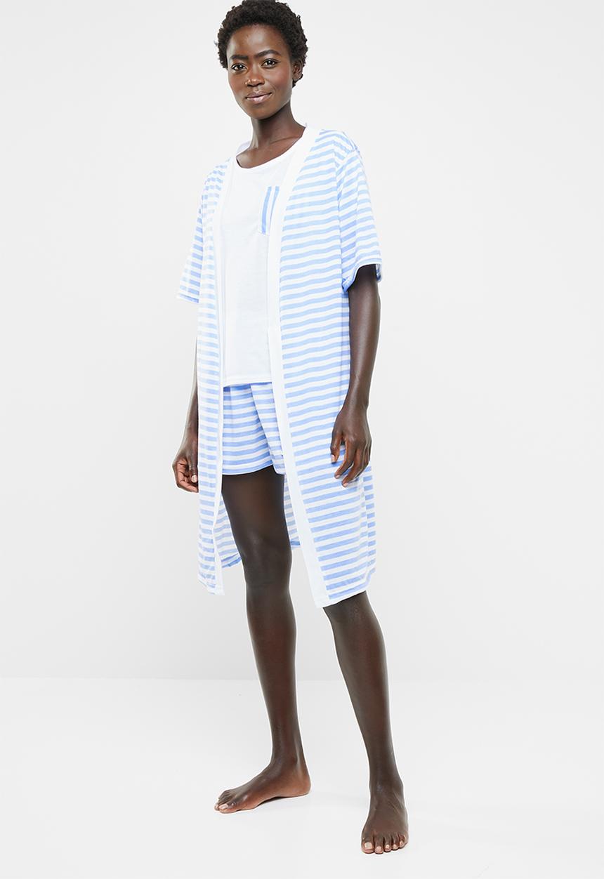 edit - Short sleeve gown - blue and white