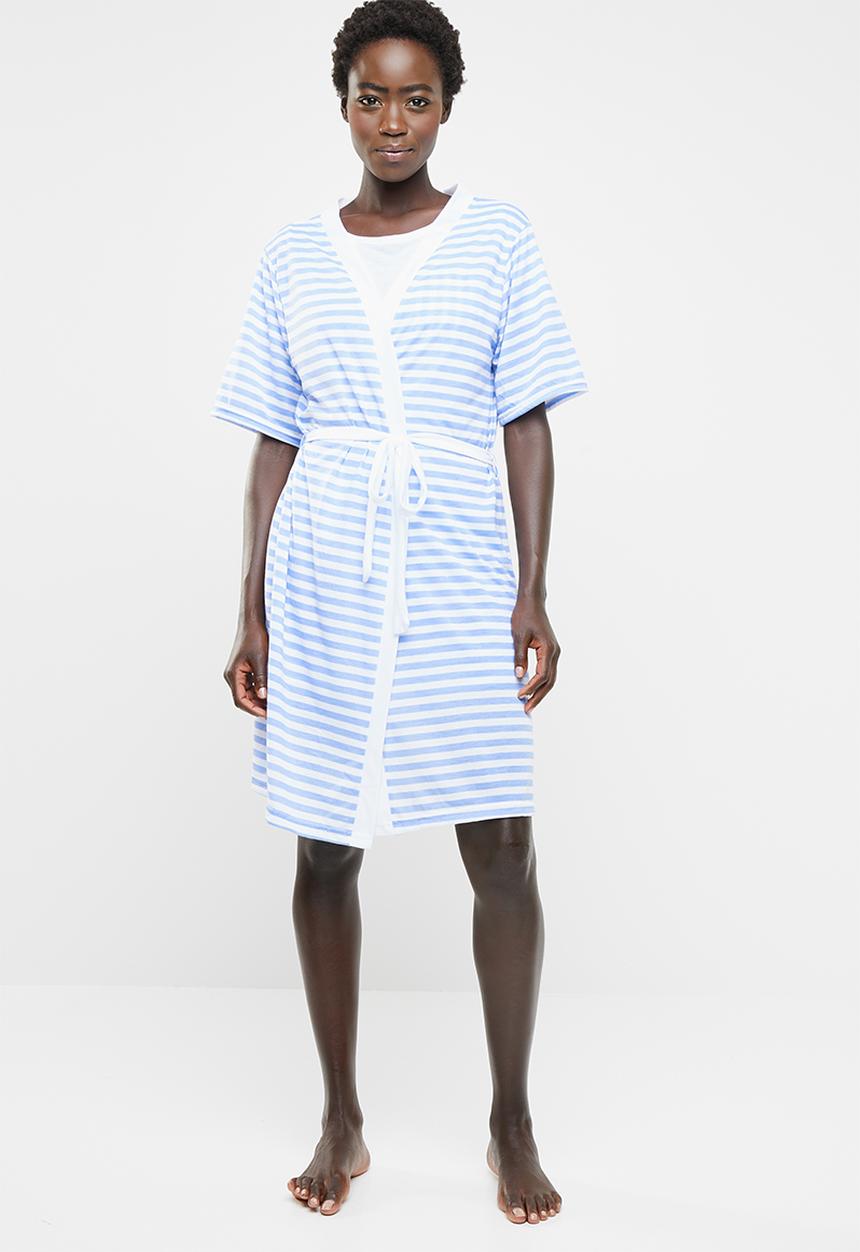 edit - Short sleeve gown - blue and white