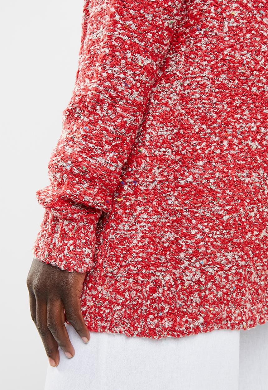 edit - Textured open front cardigan - red