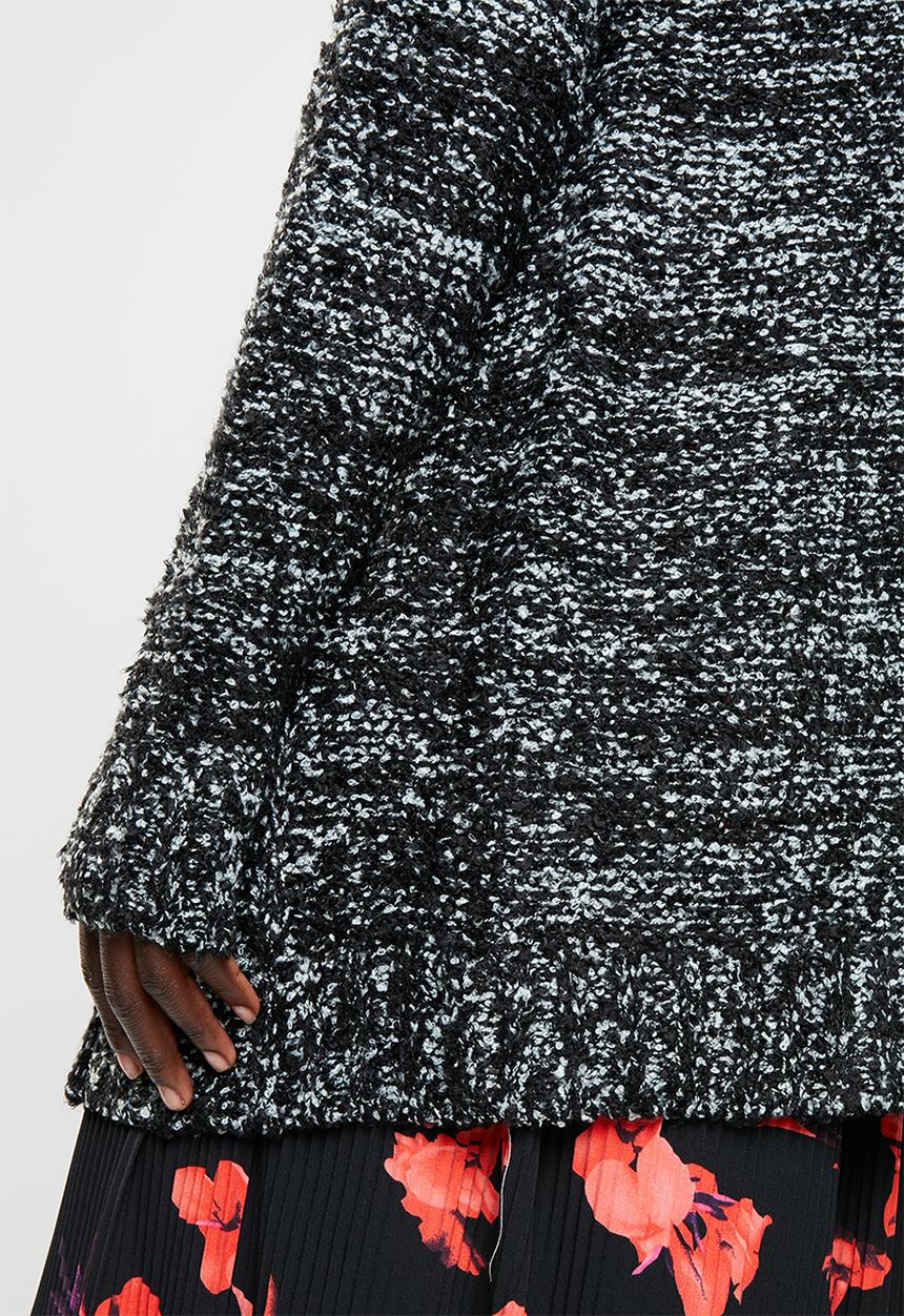 edit - Textured open front cardigan - black