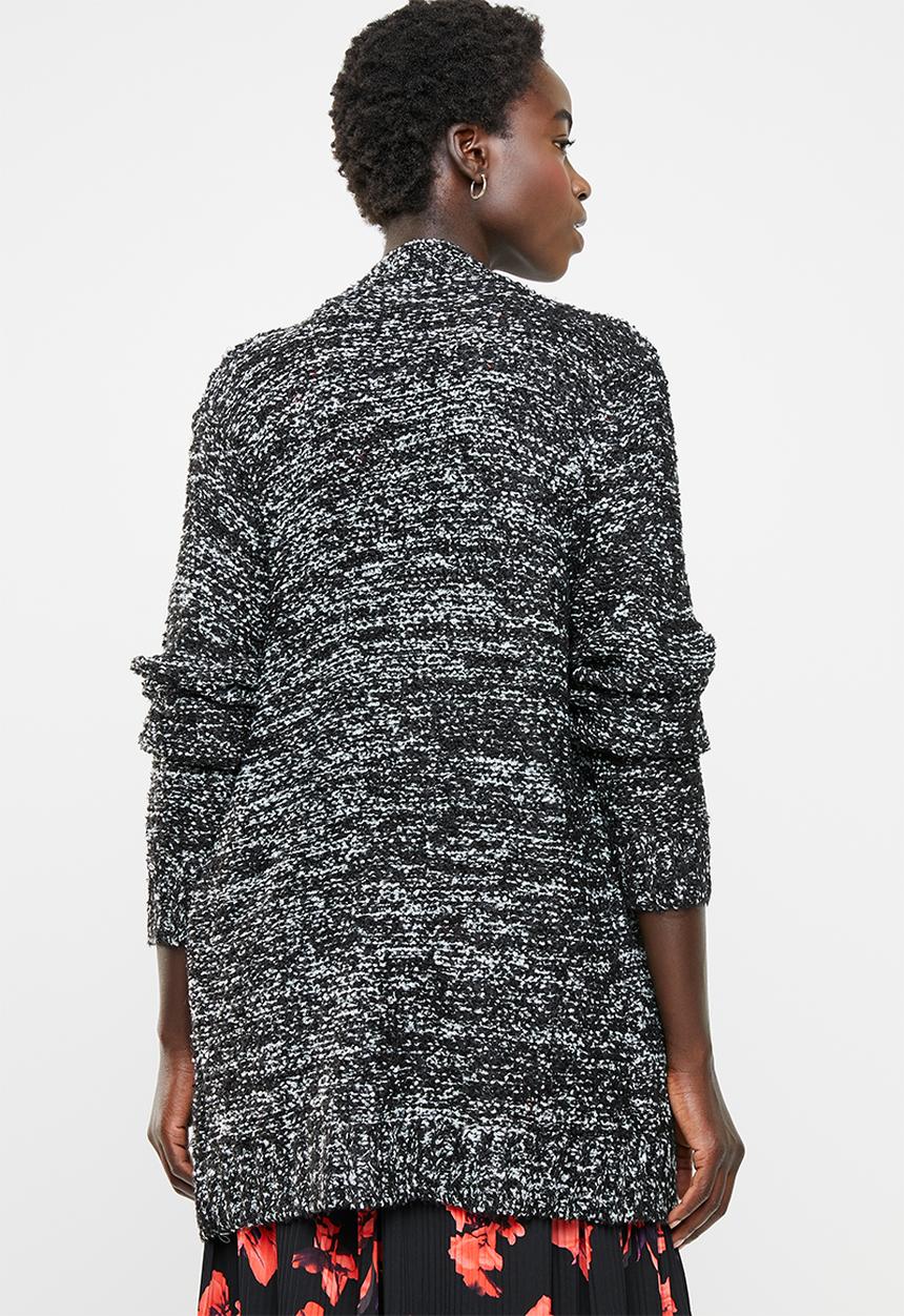 edit - Textured open front cardigan - black