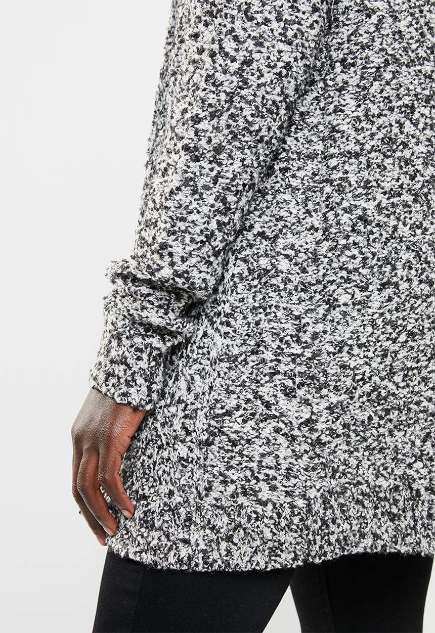 edit - Textured open front cardigan - grey