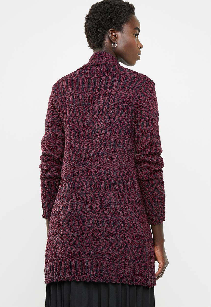 edit - Open front cardigan - burgundy
