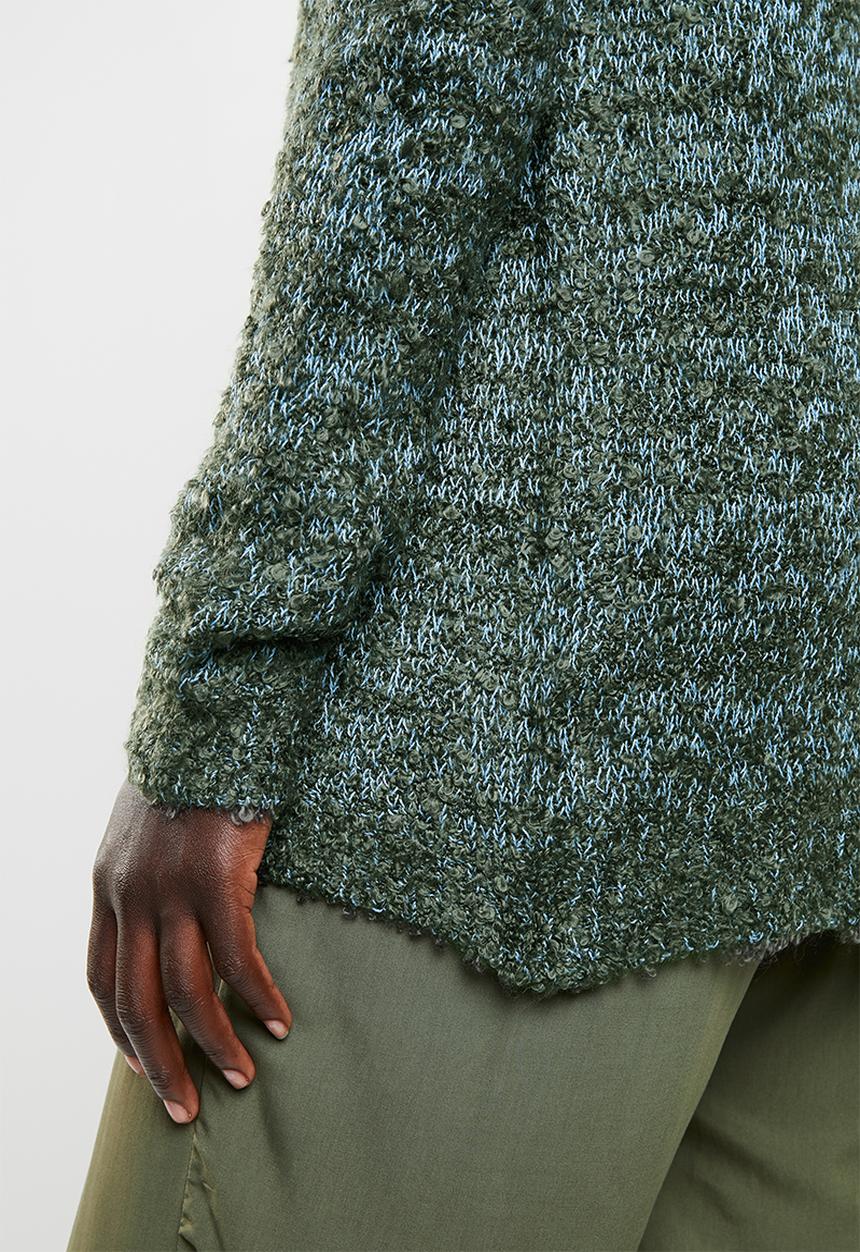 edit - Textured open front cardigan - blue & green