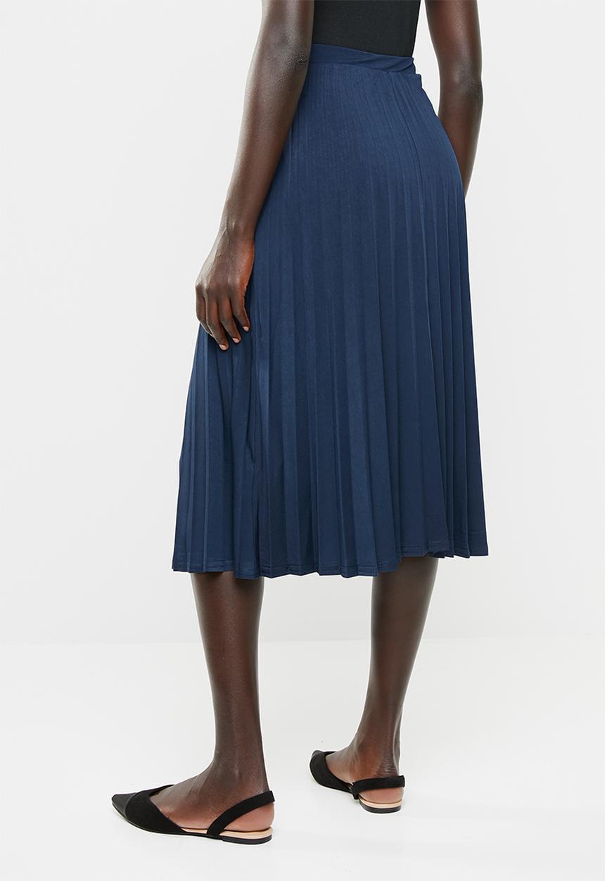 edit - Pleated flared skirt - navy