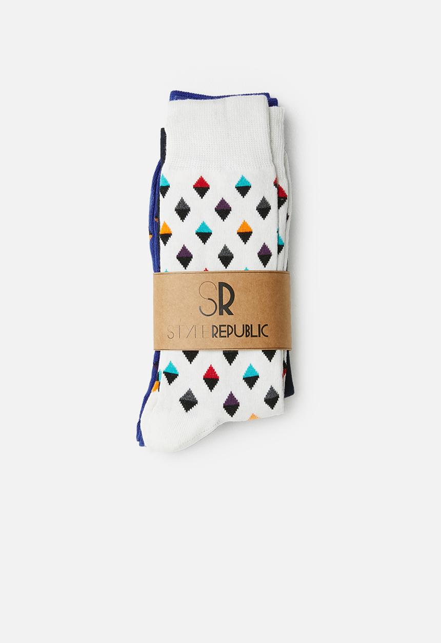 STYLE REPUBLIC - Print vs plain 3 pack socks - multi