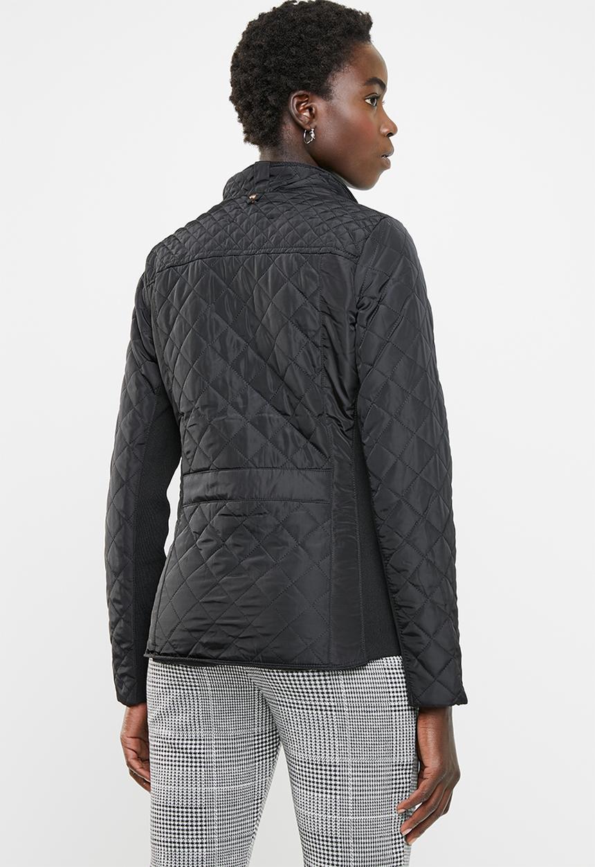 edit - Diamond quilted puffer jacket - black