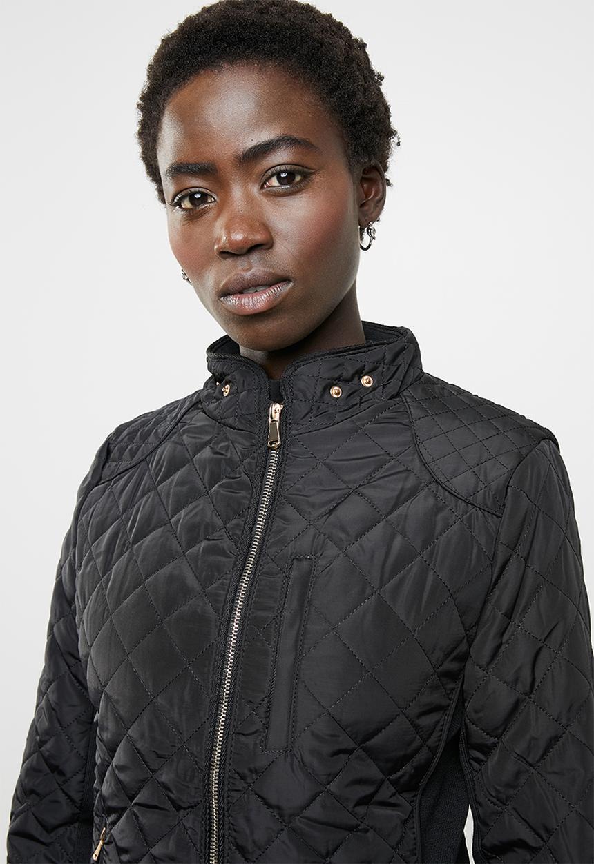 edit - Diamond quilted puffer jacket - black