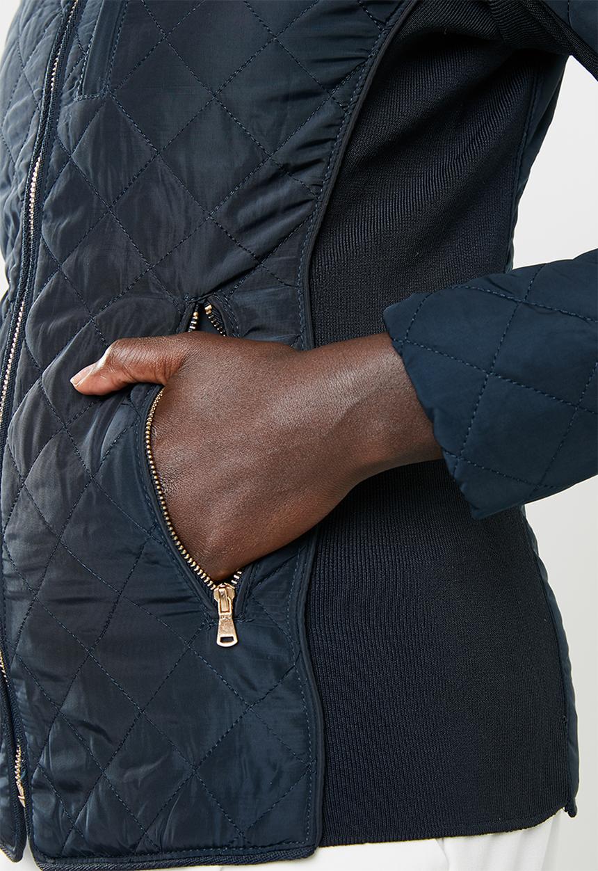 edit - Diamond quilted puffer jacket - navy