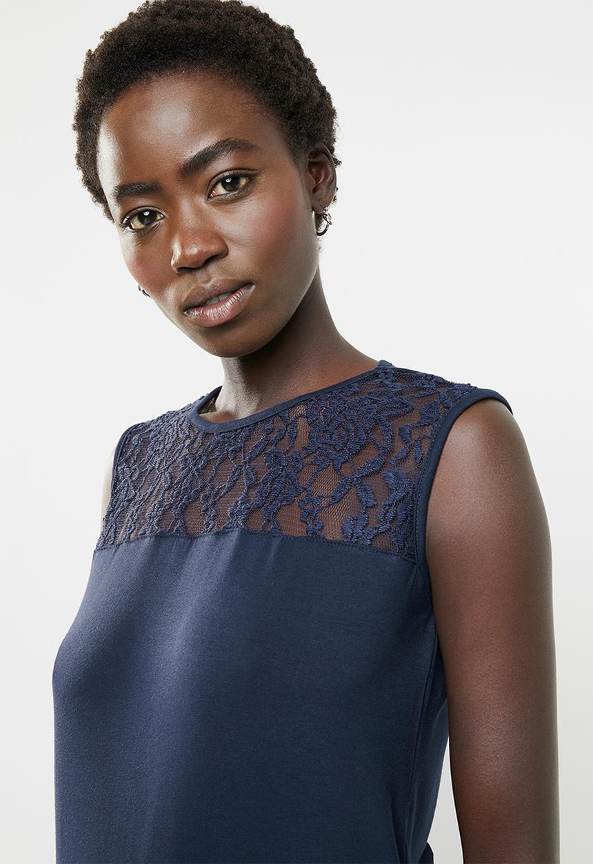 edit - Lace inset cami - navy