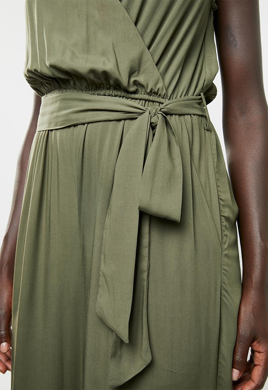 edit - Wrap-over sleeveless jumpsuit - olive
