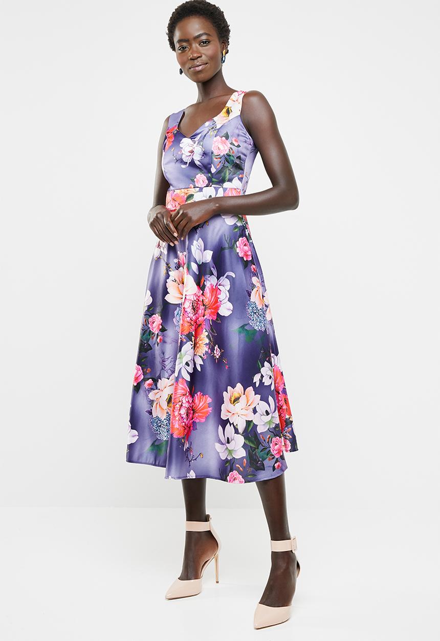edit - Sleeveless fit and flare dress - purple