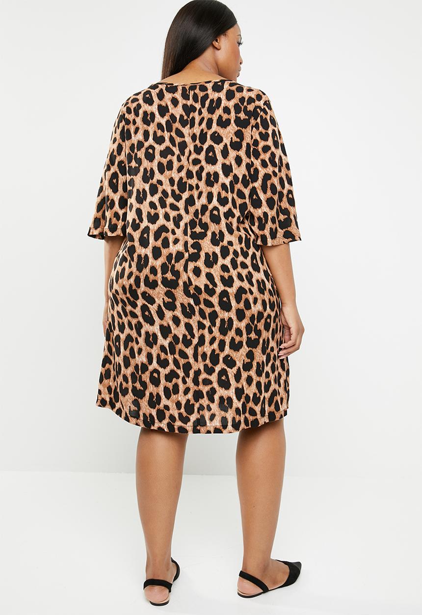 edit Plus - Boxy shift dress -  brown & black