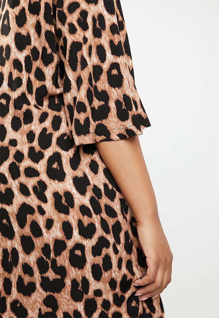 edit Plus - Boxy shift dress -  brown & black