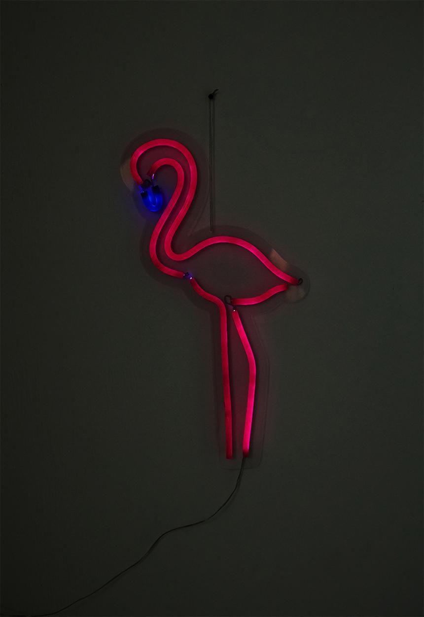 Typo - Led wall flamingo light - pink & blue