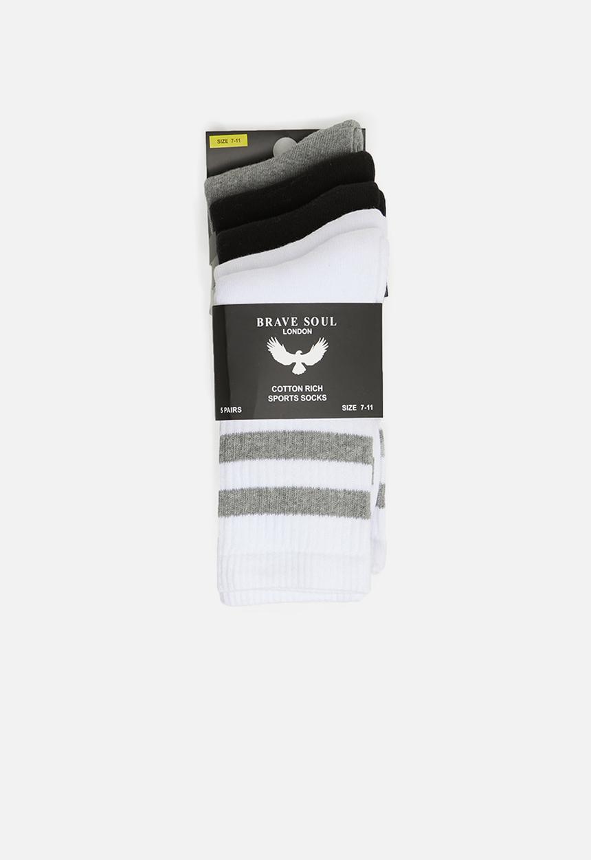 Brave Soul - Stripe cotton socks 5pk- multi-colour