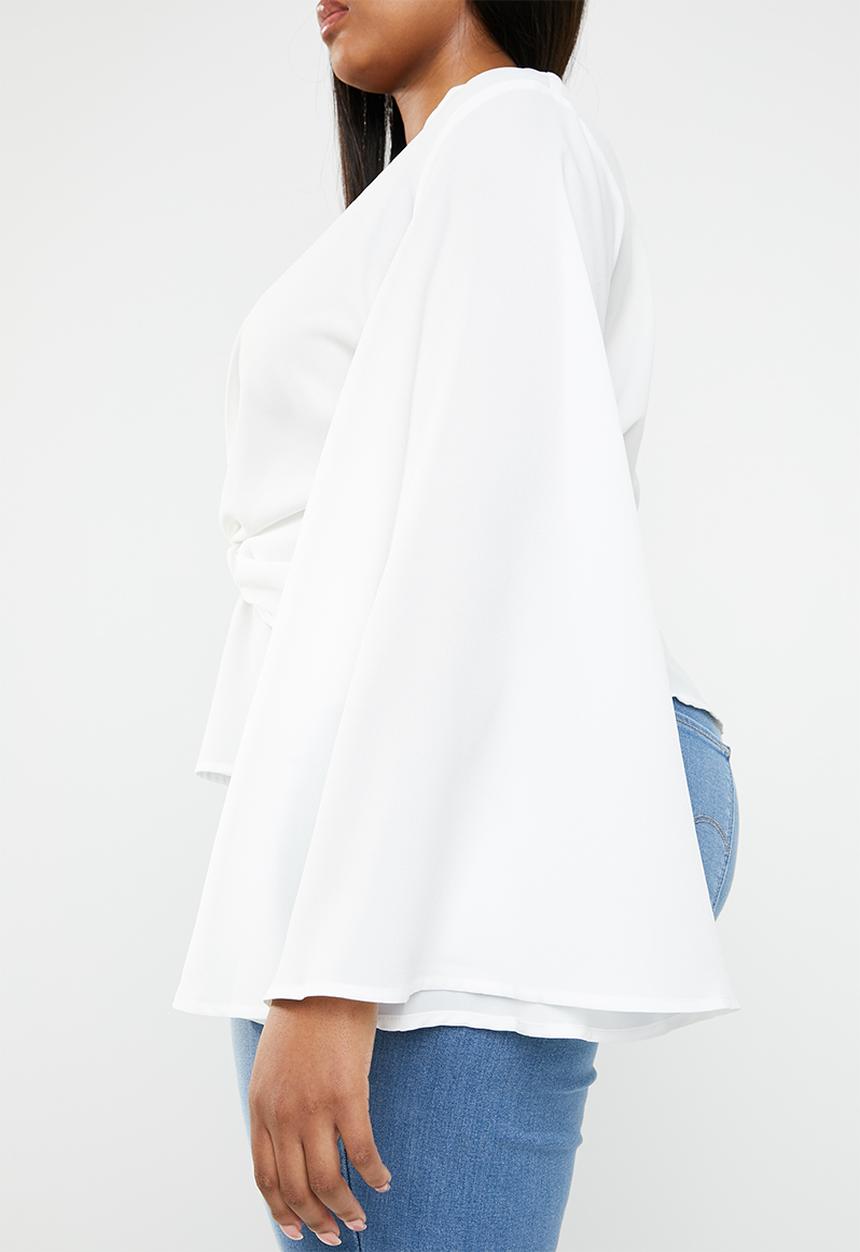 Missguided - Curve twist front flare sleeve top - white