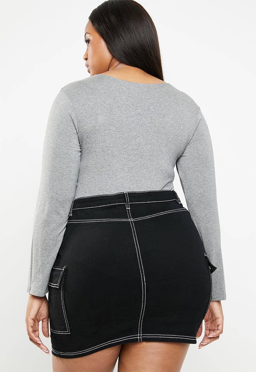 STYLE REPUBLIC PLUS - Scoop neck bodysuit - grey