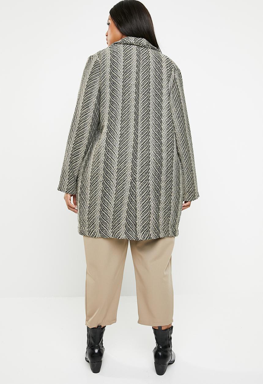 STYLE REPUBLIC PLUS - Printed unlined coat - black & cream 