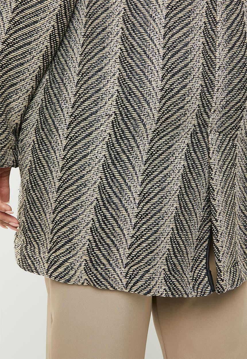 STYLE REPUBLIC PLUS - Printed unlined coat - black & cream 