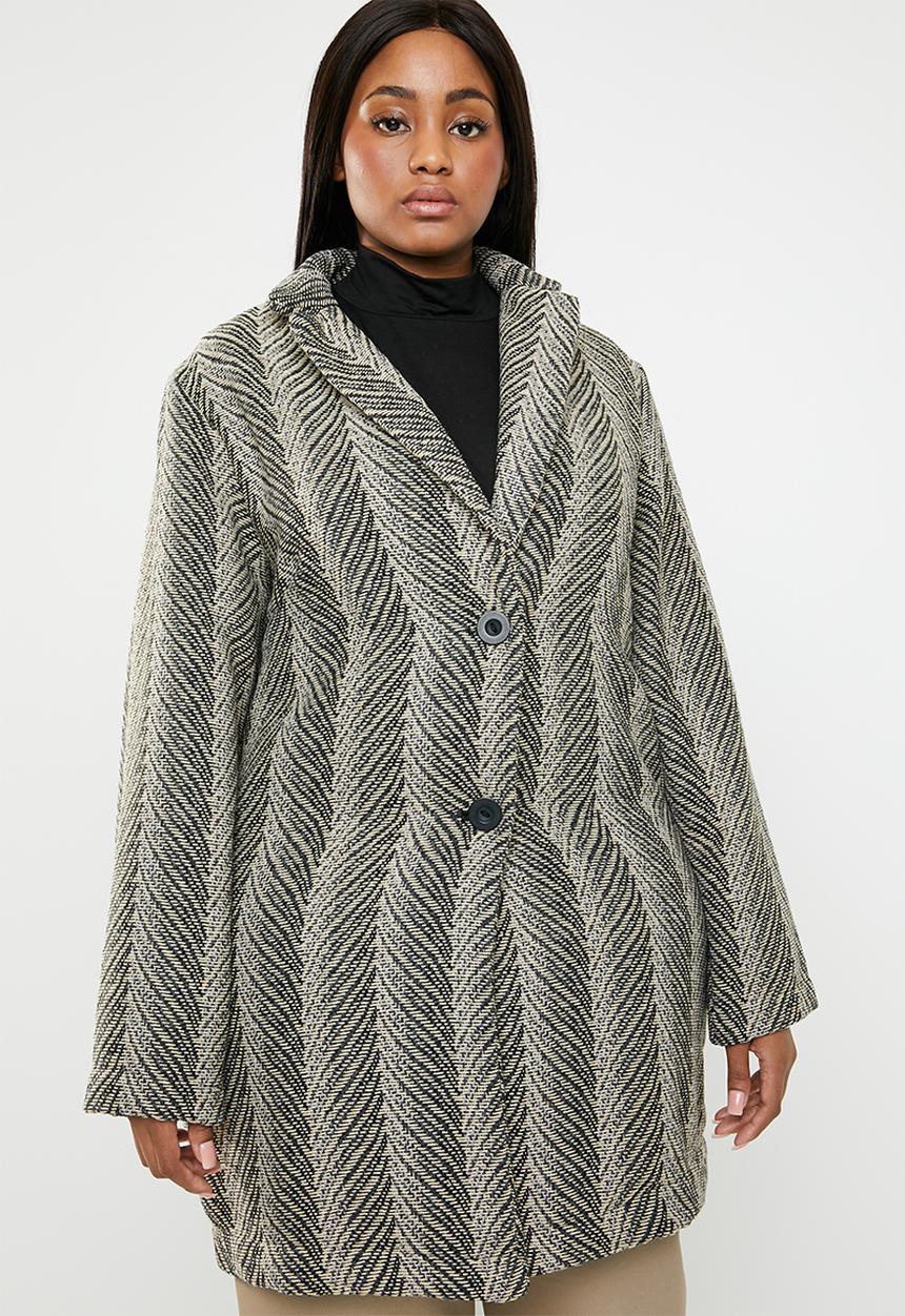 STYLE REPUBLIC PLUS - Printed unlined coat - black & cream 