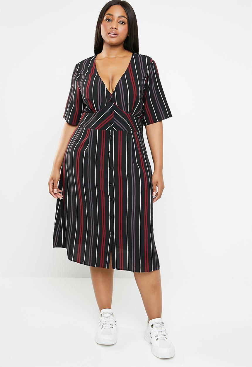 Brave Soul - Plus size stripe midi dress - multi