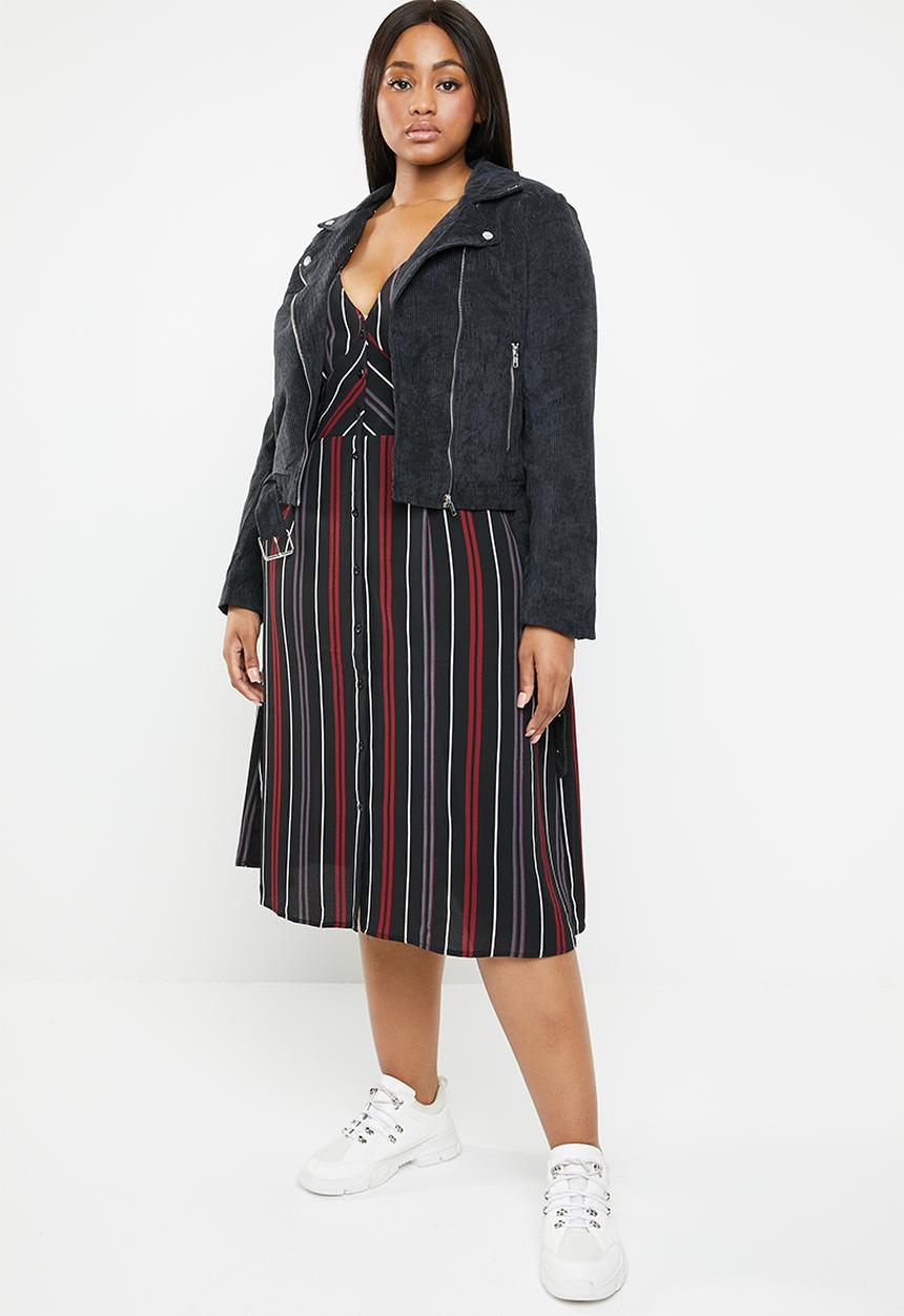 Brave Soul - Plus size stripe midi dress - multi