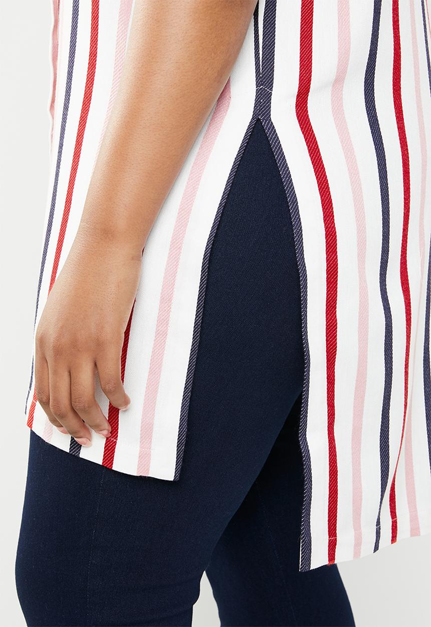 AMANDA LAIRD CHERRY - Thozoma plus stripey tunic with side splits - multi
