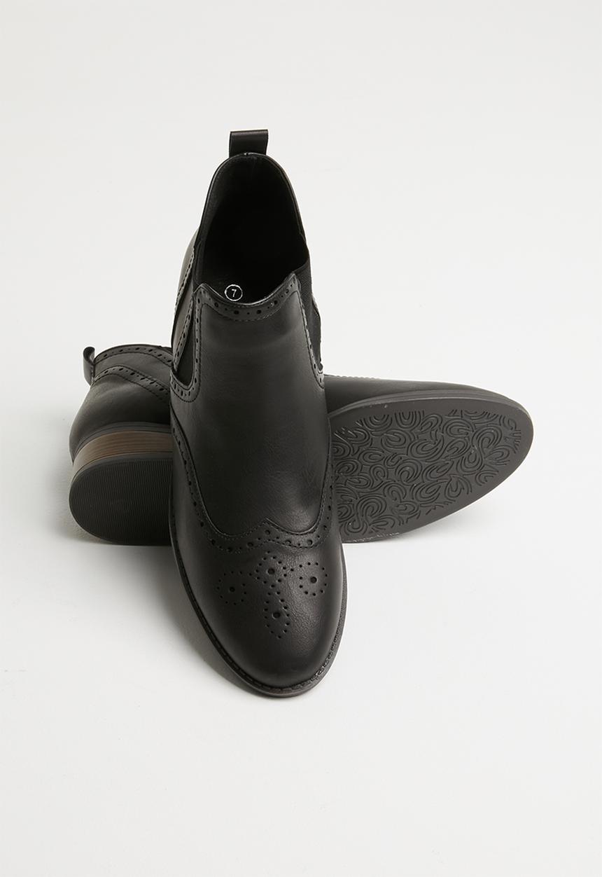 Jada - Brogue chelsea boot - black